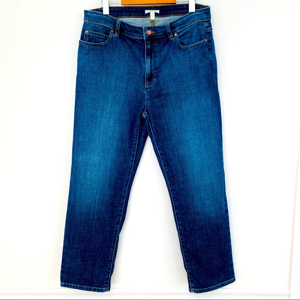 Eileen Fisher Women’s Classic Strait Leg Blue Denim Jeans - Size 12